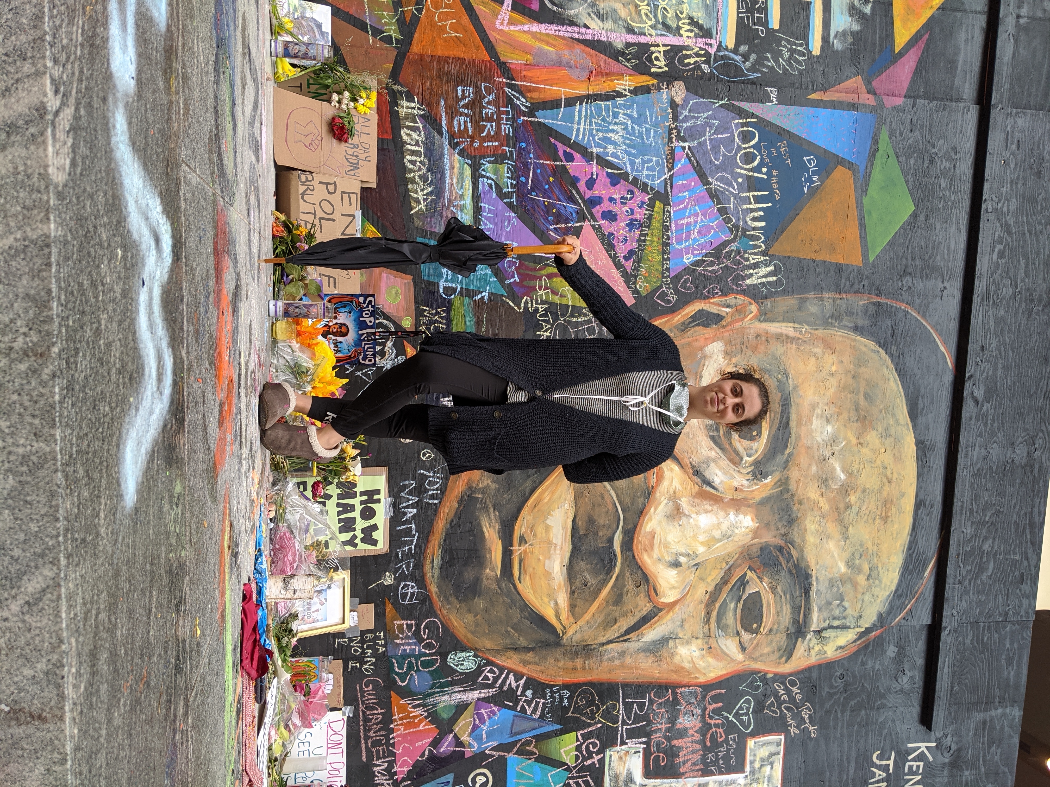 Joseph Gallivan interviews painter Emma Berger who started the George Floyd memorial mural on ...