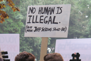 No Human is Illegal - September DACA rally - photo by VJ Beauchamp - Creative Commons