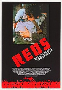 poster for movie reds with beatty and keaton embracing