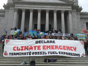 Declare Climate Emergency, steps of Washington State Capitol 9-24-2019