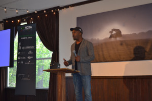 Jesce Horton speaking at the Minority Cannabis Business Association networking rally in Portland, Oregon, on June 11, 2016.