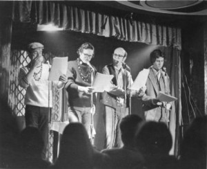 The Firesign Theatre (Phil Proctor, David Ossman, Peter Bergman, and Phil Austin) live on-stage at the Magic Mushroom circa 1967 The Firesign Theatre (Phil Proctor, David Ossman, Peter Bergman, and Phil Austin) live on-stage at the Magic Mushroom circa 1967