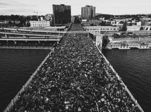 Protesters fill Burnside Bridge June 2, 2020