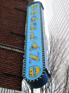 The iconic neon sign at the Roseland Theater (Source: Wikimedia Commons)