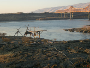 Indigenous Fishing scaffolds by The Dalles Dam