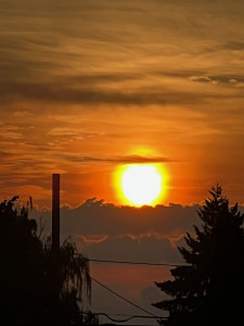 Sunrise in dramatic orange colors