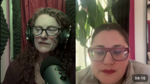 AJ McCreary of Equitable Giving Circle two women in separate radio studios