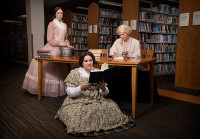 essi Walters plays Anne, Cassie Greer plays Charlotte and Morgan Cox plays Emily in Bag& Baggage’s ‘Bronte.’