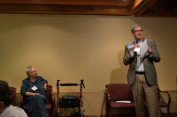 Tom Burns (standing), former head of the Oregon Medical Marijuana Program, and Sandee Burbank (seated), founder the director of Mothers Against Misuse and Abuse Tom Burns (standing), former head of the Oregon Medical Marijuana Program, and Sandee Burbank (seated), founder the director of Mothers Against Misuse and Abuse