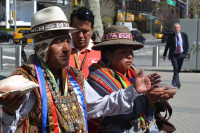 Indigenous people from Bolivia protesting against international drug policies outside UN in NYC, April 19, 2016