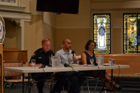 Left to right: Portland Police Bureau Deputy Chief Robert Day, Oregon Justice Resource Center Executive Director Bobbin Singh, and Central City Concern Executive Director Rachel Solotaroff, MD