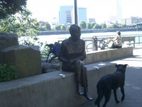 Portland Eastbank Esplanade with statue of Vera Katz Portland Eastbank Esplanade