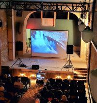 Inside Athena's Gem Theatre for a showing of "Sasquatch, the Legend of Bigfoot" (1976)