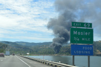 Mosier Oil Train Derailment smoke & sign