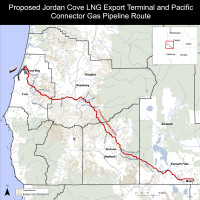 Map of Proposed Jordan Cove pipelines